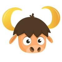 Vector illustration of Cartoon Buffalo head