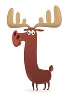 Funny cartoon moose character. Vector moose illustration isolated.