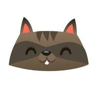 Funny cartoon laughing raccoon head icon vector
