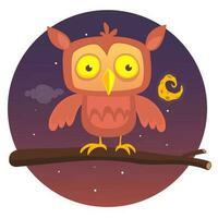 Funny cartoon owl. Vector illustration