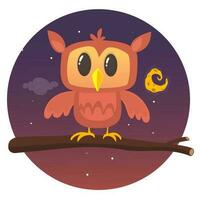 Funny cartoon owl. Vector illustration