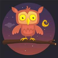 Funny cartoon owl. Vector illustration