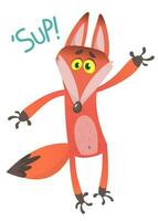Cartoon funny red fox. Vector illustration