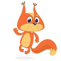 Cute cartoon jumping squirrel in playful mood. Vector illustration isolated