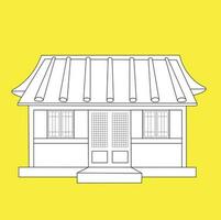 Traditional House Building Hanok Cartoon Korean Digital Stamp Outline vector