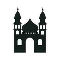 Mosque silhouette for Ramadhan Kareem. Mosque or masjid. Monochrome icons on white background. Muslim worship place symbol. vector