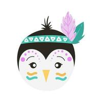 Baby Animal Face Illustration WIth Bohemian Style. Flat vector boho animal heads. Boho forest animal faces.