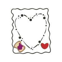 Hand drawn set of simple frame and border with different shapes heart, square, oval. Cute isolated vector illustration for your banner design. Doodle sketch style. Hand drawn line frame.