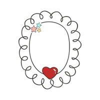 Hand drawn set of simple frame and border with different shapes heart, square, oval. Cute isolated vector illustration for your banner design. Doodle sketch style. Hand drawn line frame.