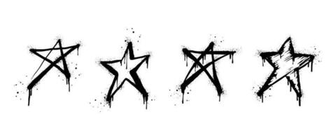 Spray painted graffiti Star sign in black over white. Star drip symbol.  isolated on white background. vector illustration