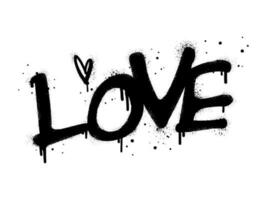 Grafiti pintado con spray palabra de amor en negro sobre blanco. gotas de palabras de amor rociadas. aislado sobre fondo blanco. ilustración vectorial vector