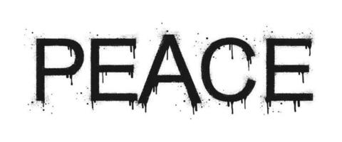 Spray painted graffiti Peace word in black over white. Drops of sprayed Peace words. isolated on white background. vector illustration