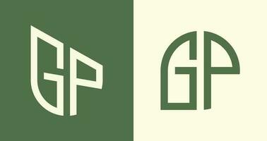 Creative simple Initial Letters GP Logo Designs Bundle. vector