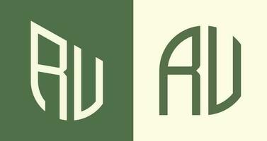Creative simple Initial Letters RV Logo Designs Bundle. vector