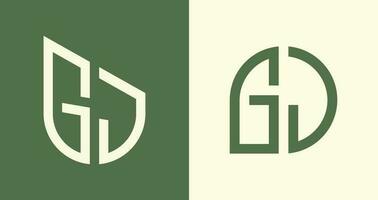 Creative simple Initial Letters GJ Logo Designs Bundle. vector