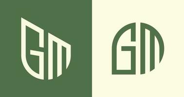 Creative simple Initial Letters GM Logo Designs Bundle. vector