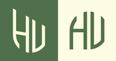 Creative simple Initial Letters HV Logo Designs Bundle. vector