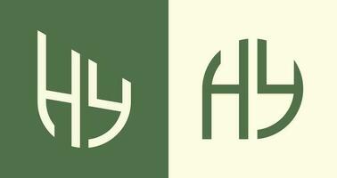Creative simple Initial Letters HY Logo Designs Bundle. vector