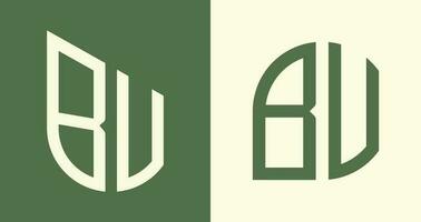 Paquete de diseños de logotipo bv de letras iniciales simples y creativas. vector