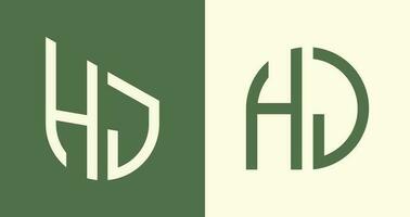 Creative simple Initial Letters HJ Logo Designs Bundle. vector