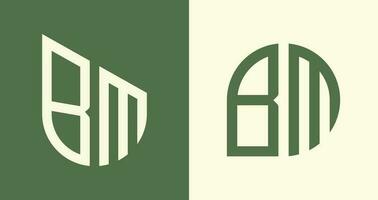 Creative simple Initial Letters BM Logo Designs Bundle. vector