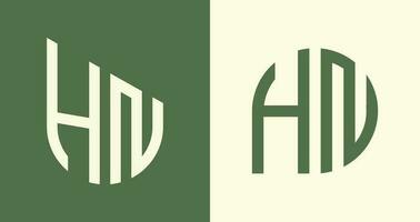 Creative simple Initial Letters HN Logo Designs Bundle. vector