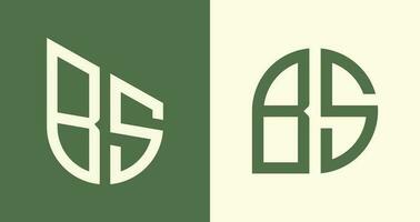 Paquete de diseños de logotipo bs de letras iniciales simples y creativas. vector