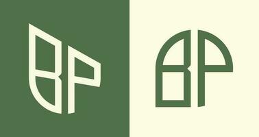 Paquete de diseños de logotipos de bp con letras iniciales sencillas y creativas. vector