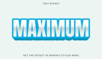 Maximum text effect template in 3d design vector