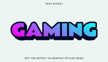 Gaming text effect template in 3d design vector