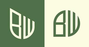 Paquete de diseños de logotipo de bw de letras iniciales simples y creativas. vector