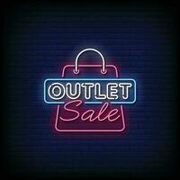 Neon Sign outlet sale with brick wall background vector