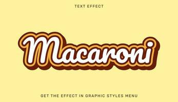 Macaroni text effect template in 3d design vector