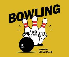 Cartoon illustration of bowling vector t shirt design, vector graphic, typographic poster or tshirts street wear and Urban style