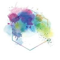 Light color abstract watercolor background with polygonal frame vector