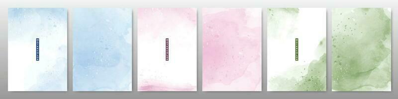 Set of soft bright watercolor background vector