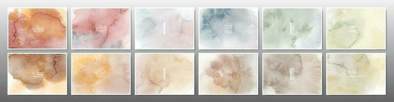 Set of mixed earth tone watercolor background vector