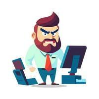 Angry and exasperated employee, character illustration vector
