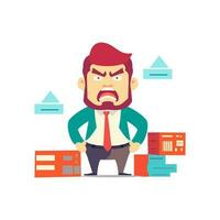 Angry and exasperated employee, character illustration vector