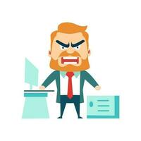 Angry and exasperated employee, character illustration vector