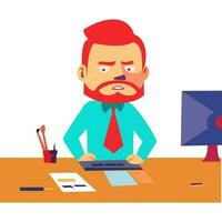 Angry and exasperated employee, character illustration vector