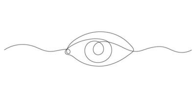 Eye one art continuous line drawing, visual sign. Symbol of vision. Single line of human eye icon. Vector illustration