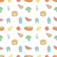 Seamless food pattern. Colored food background vector