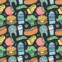 Seamless food pattern. Colored food background vector