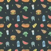 Seamless food pattern. Colored food background vector