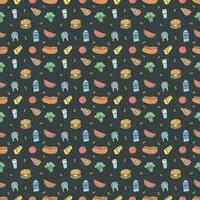 Seamless food pattern. Colored food background vector