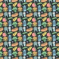 Seamless food pattern. Colored food background vector