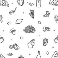 Italian food pattern. Seamless italian food background vector