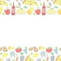 Italian food frame with place for text. Doodle italian food background vector