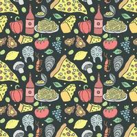 Italian food pattern. Seamless italian food background vector